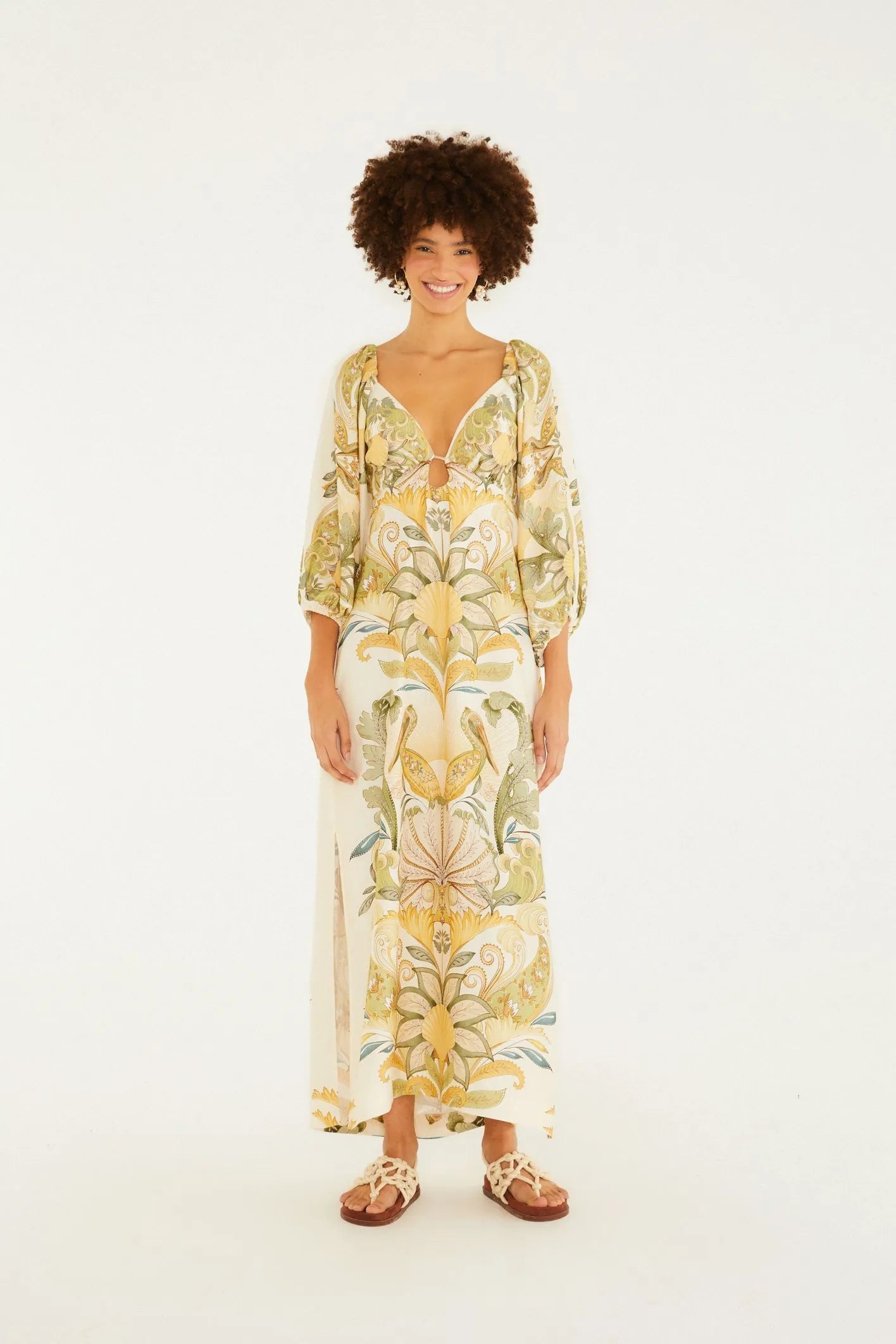 VESTIDO CROPPED JARDIM DE MAR FARM BEGE