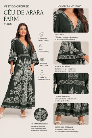VESTIDO CROPPED CEU DE ARARA FARM VERDE