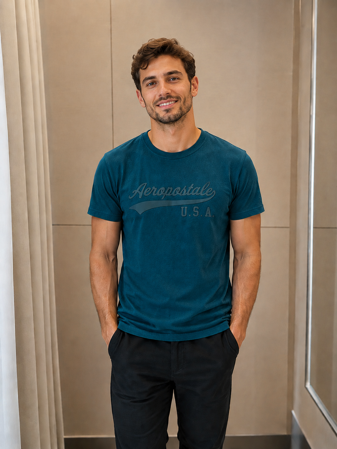 CAMISETA MAS MC SILKADA AEROPOSTALE VERDE ESCURO