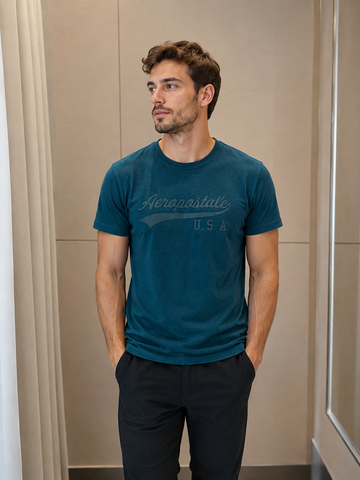 CAMISETA MAS MC SILKADA AEROPOSTALE VERDE ESCURO
