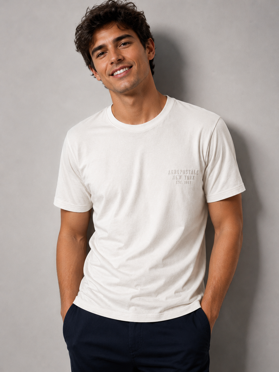 CAMISETA MAS MC SUPIMA AEROPOSTALE OFF WHITE