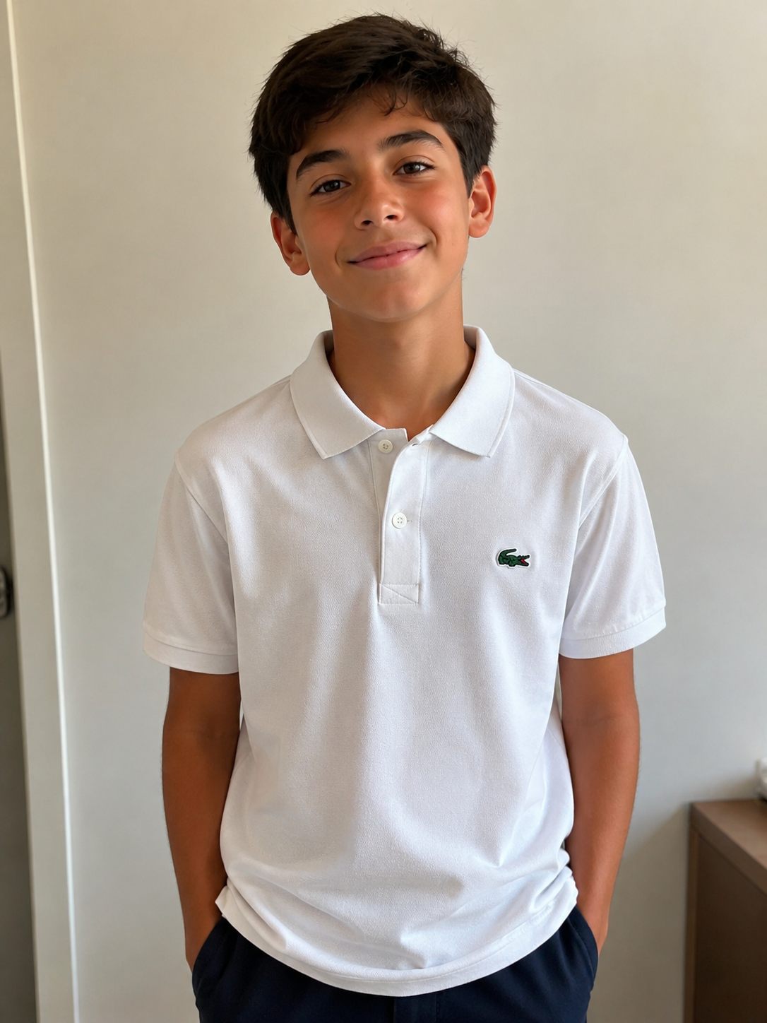 POLO LACOSTE SPORT KIDS SILICON CROCOD BRANCO 001