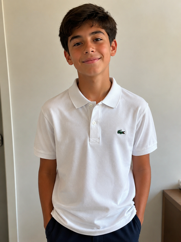 POLO LACOSTE SPORT KIDS SILICON CROCOD BRANCO 001