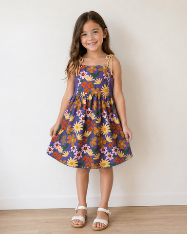 VESTIDO MALHA CAMOMILA FLORES FABULA AZUL