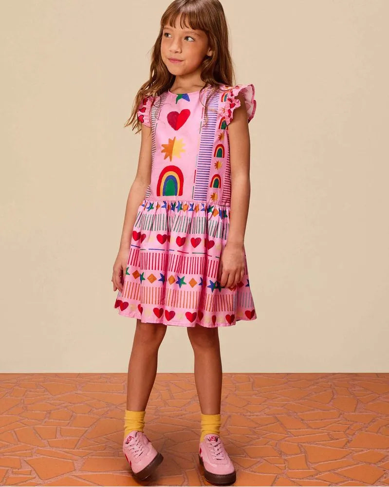 VESTIDO MIL CORACOES FABULA ROSA