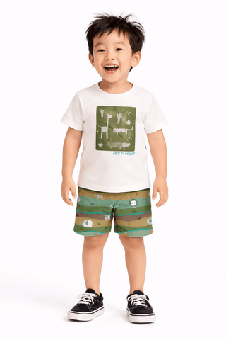 CONJ MAS CAM E BERM ANIMAL ALPHABETO BRANCO/VERDE