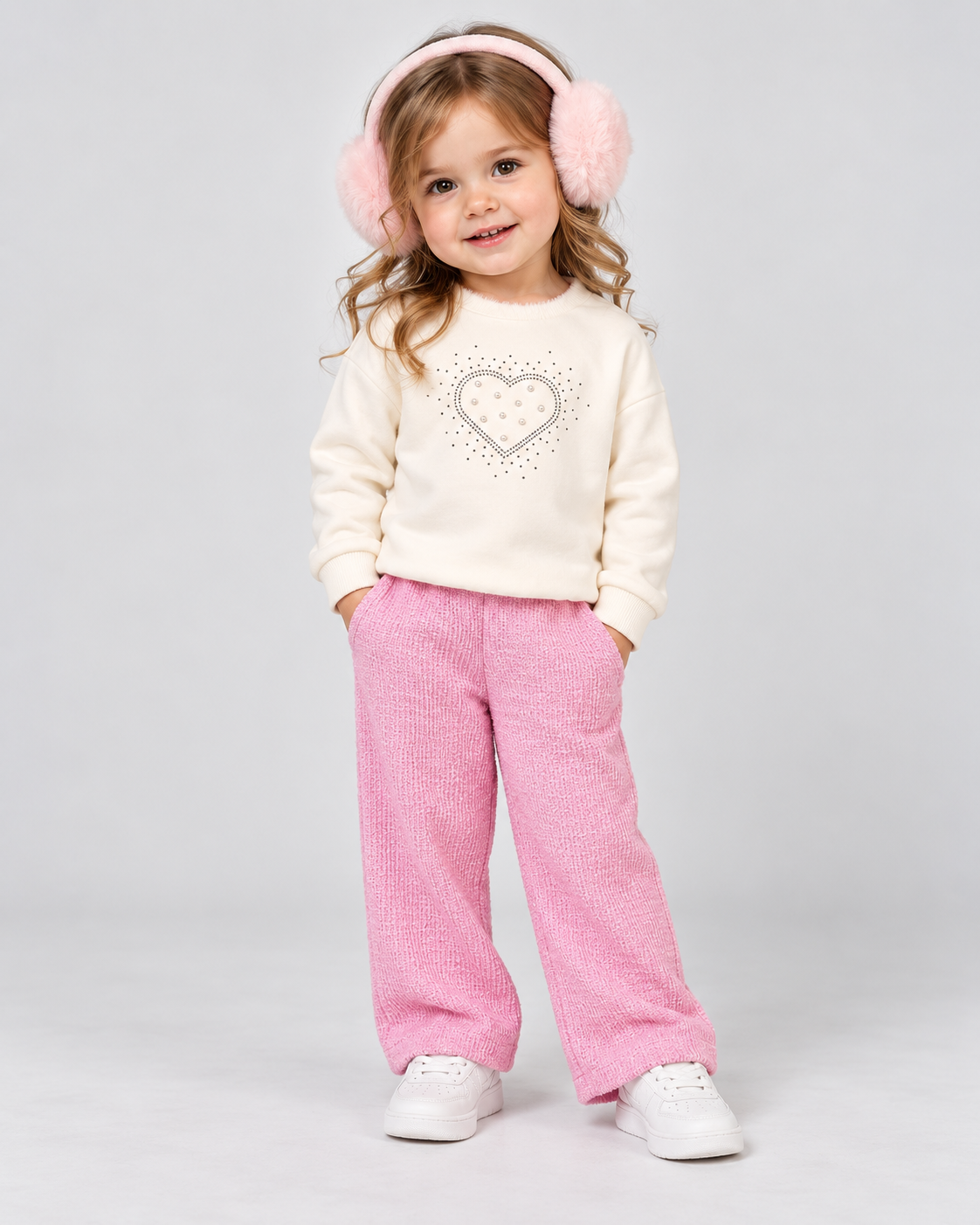 CONJ FEM BLUSAO COR STRASS CALCA TWEED OFF WHITE/ROSA