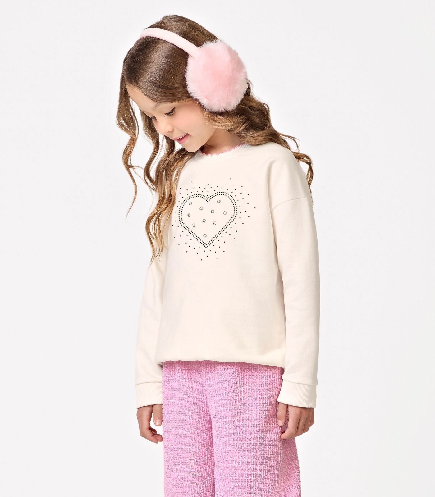 CONJ FEM BLUSAO COR STRASS CALCA TWEED OFF WHITE/ROSA