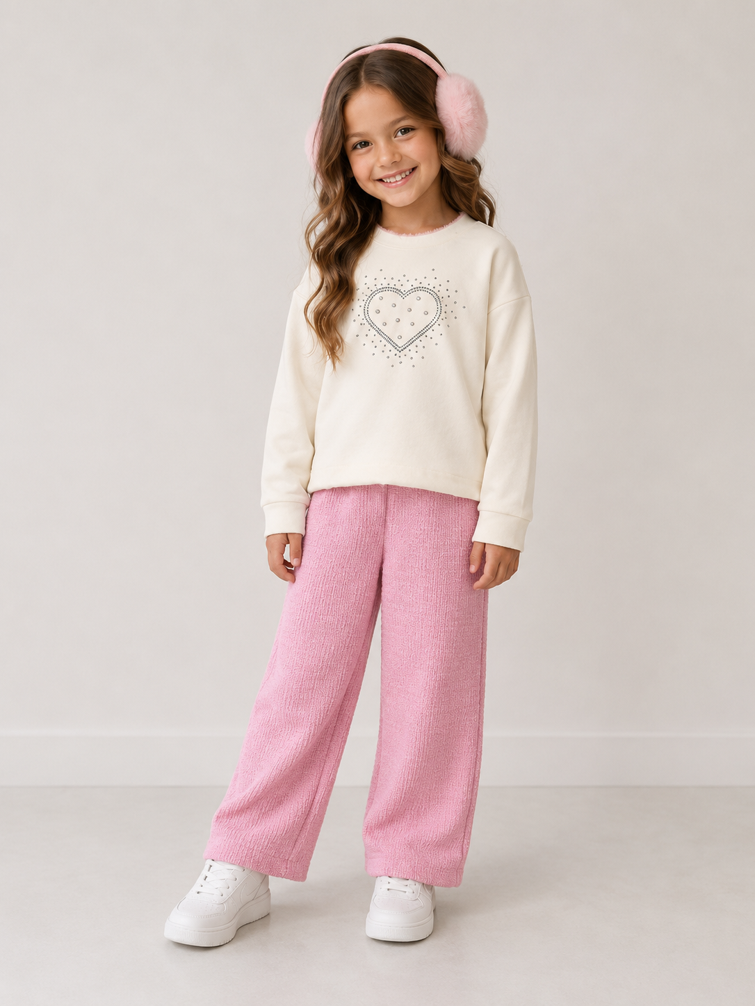 CONJ FEM BLUSAO COR STRASS CALCA TWEED OFF WHITE/ROSA