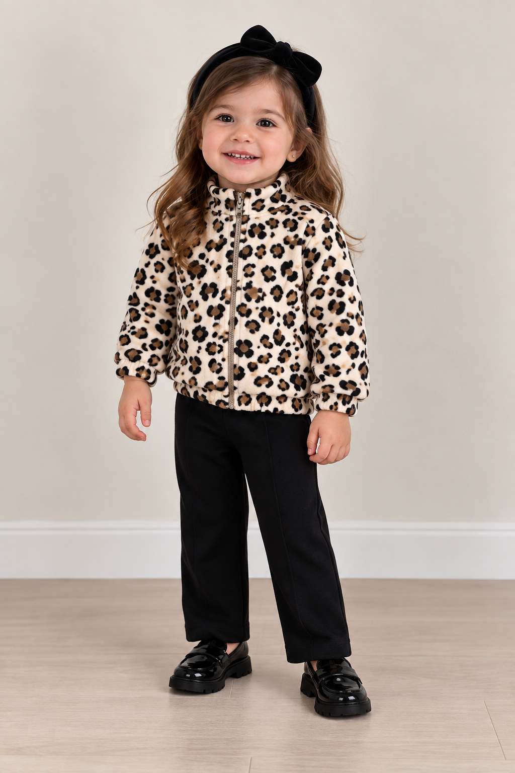 CONJ FEM JAQ CAPUZ FLEECE A PRINT E LEGG VEU/PRETO