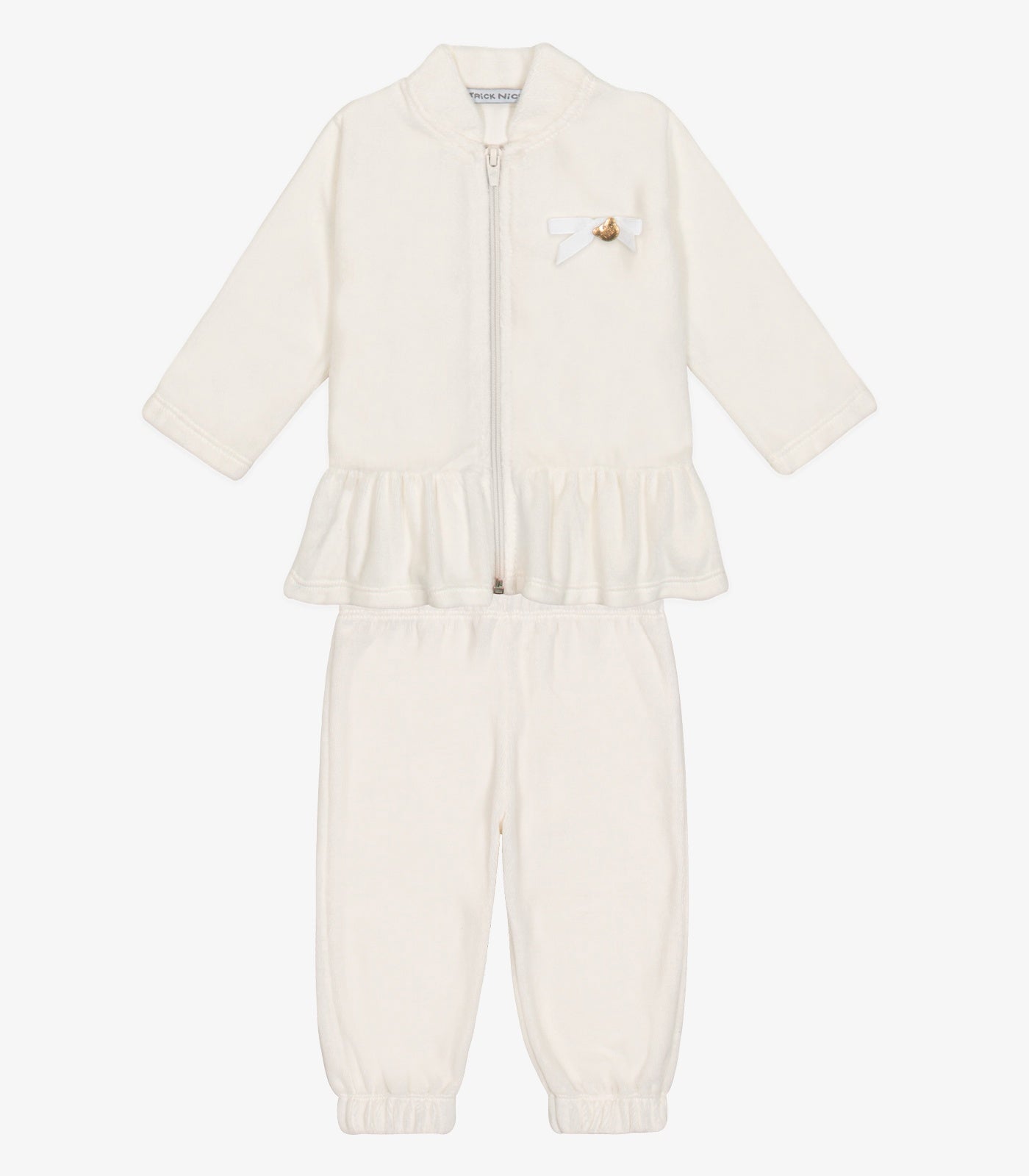 CONJ FEM CASACO ZIPER BAB E CALCA PLUSH OFF WHITE