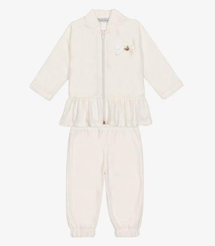 CONJ FEM CASACO ZIPER BAB E CALCA PLUSH OFF WHITE