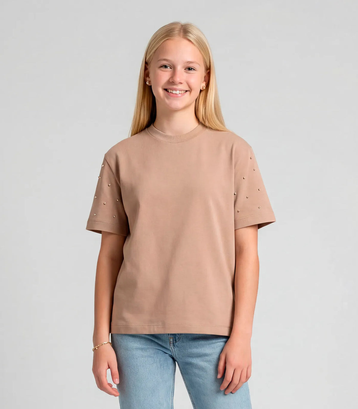 BLUSA FEM COTTON LEVE MANGAS C STRASS WOODS