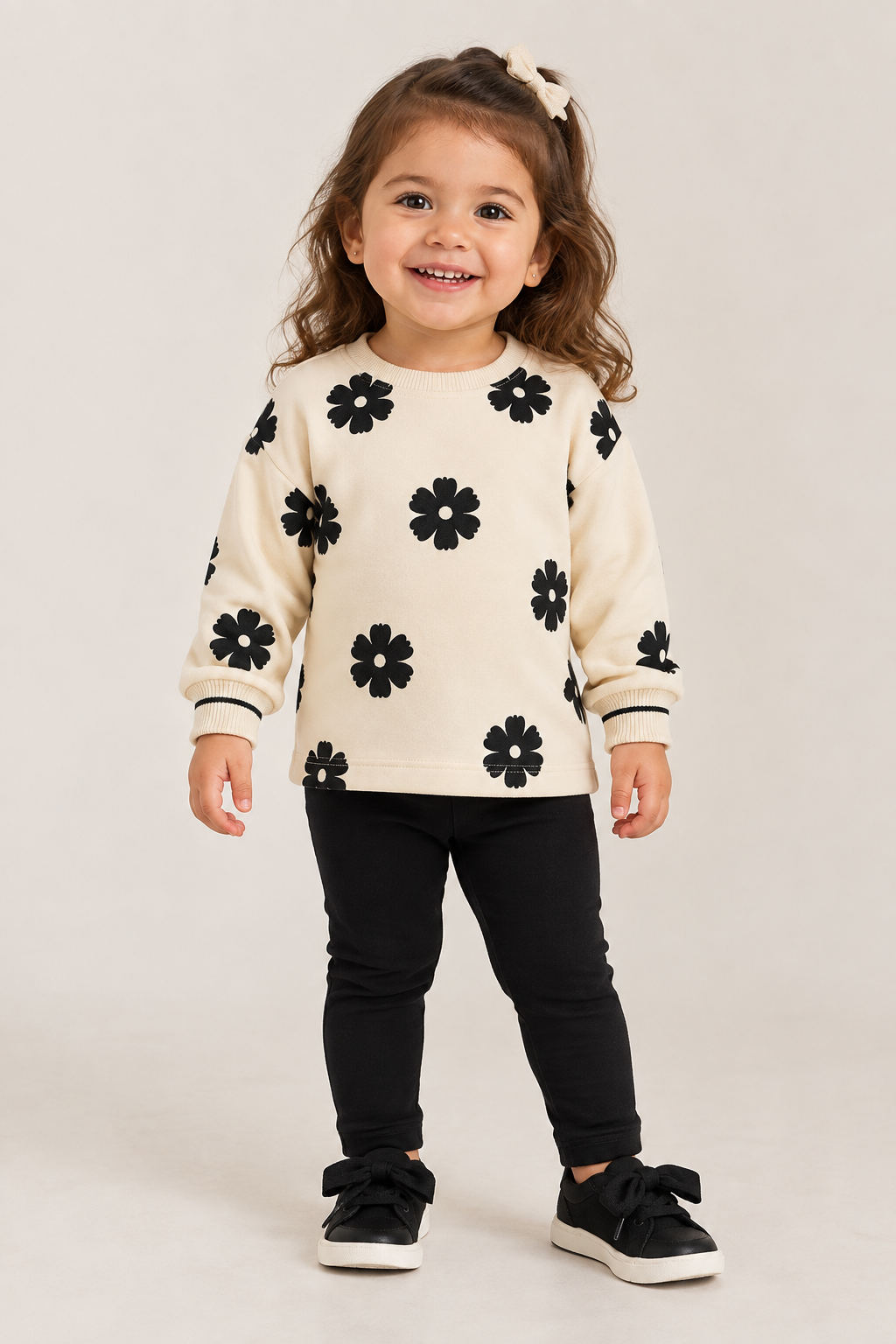 CONJ FEM BLUSAO MLT FLORES STRASS E LEGG VEU/PRETO