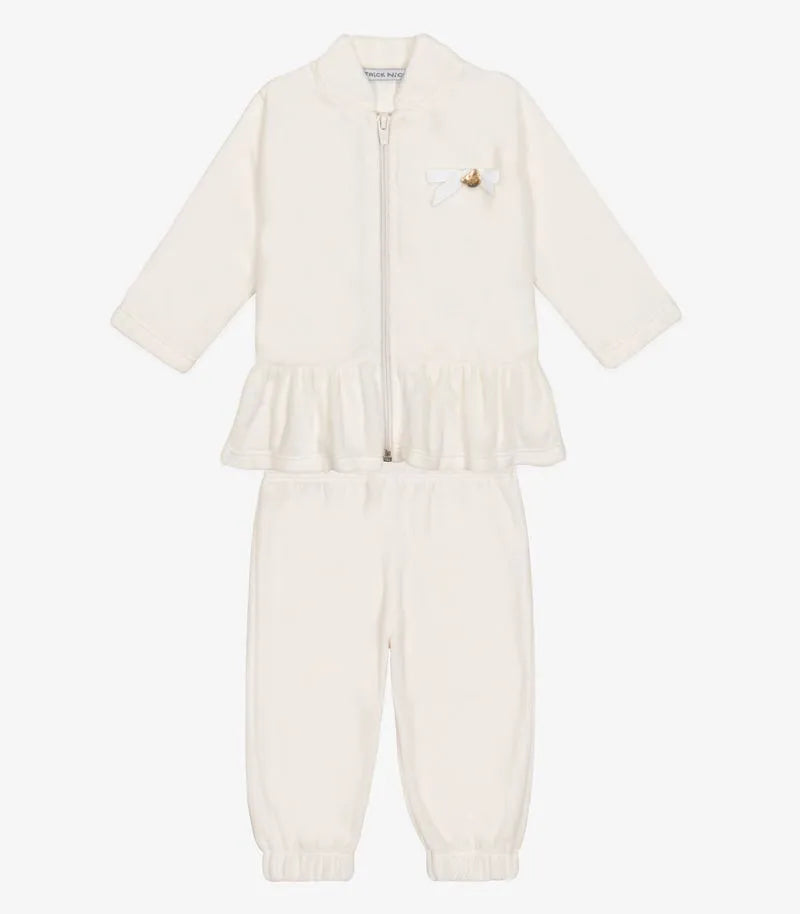 CONJ FEM CASACO ZIPER BAB E CALCA PLUSH OFF WHITE
