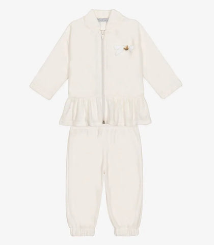 CONJ FEM CASACO ZIPER BAB E CALCA PLUSH OFF WHITE