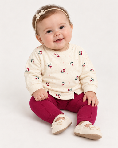 CONJ FEM BLUSAO MLT LINHO FLORES E LEGG OFF WHITE/VERMELHO