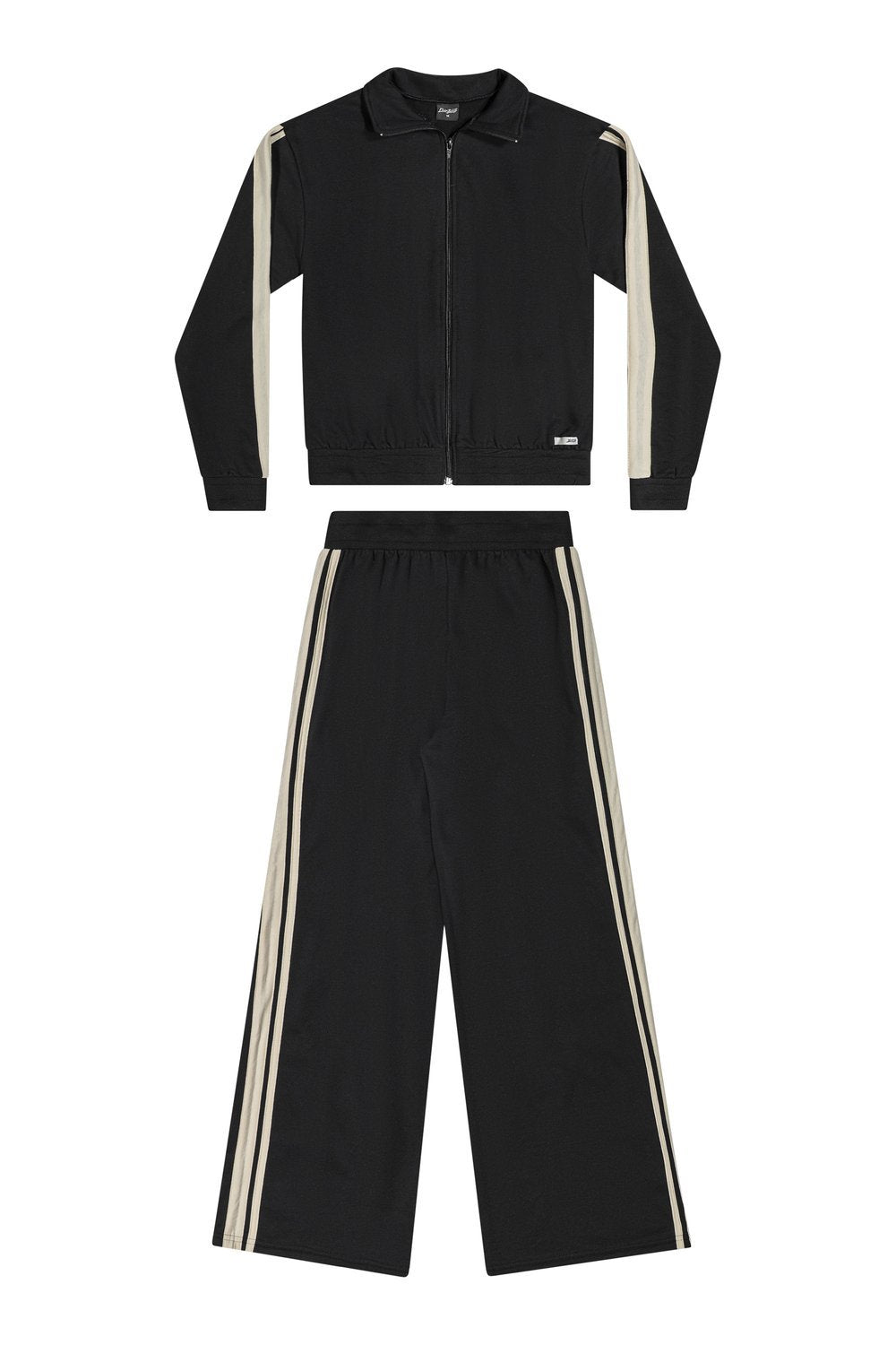 CONJ FEM JUV JAQ ZIP E CALCA MLT LIS LAT PRETO