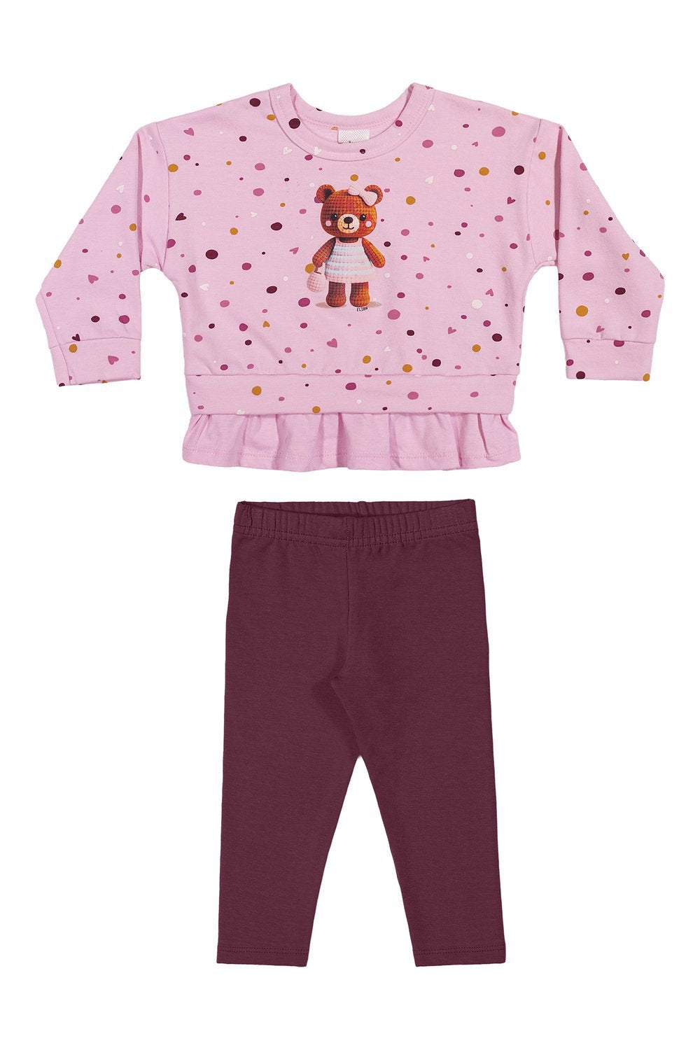 CONJ FEM BLUSAO URSO POA BAB E LEGG ROSA/VINHO