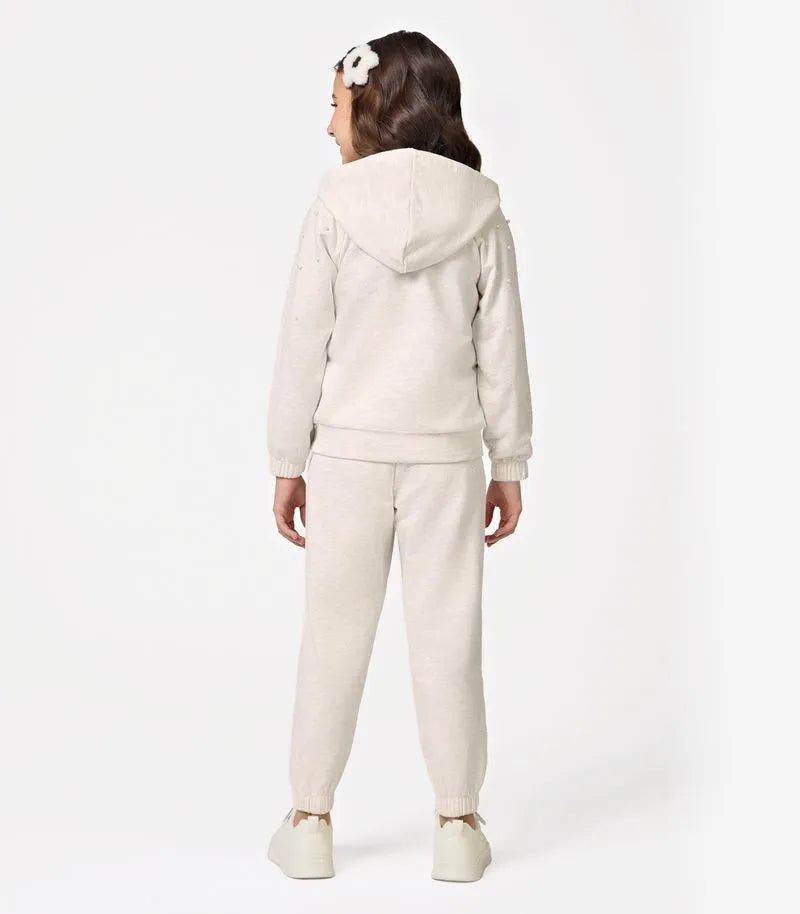 CONJ FEM JAQ ZIP CAP PEROLAS E CALCA MLT OFF WHITE
