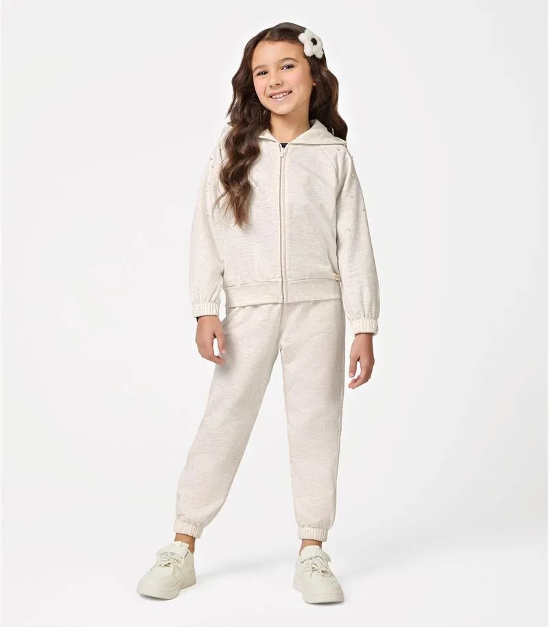 CONJ FEM JAQ ZIP CAP PEROLAS E CALCA MLT OFF WHITE