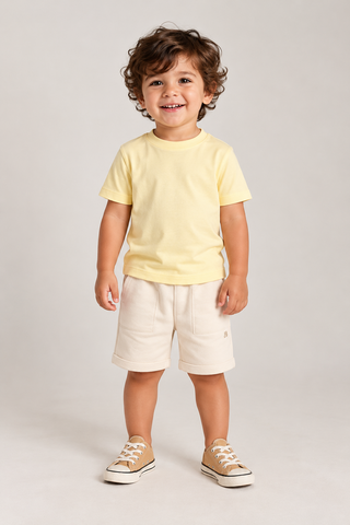 CONJ MAS CAM ESTONADA SILK COSTA BER MLT AMARELO CLARO/OFF WHITE