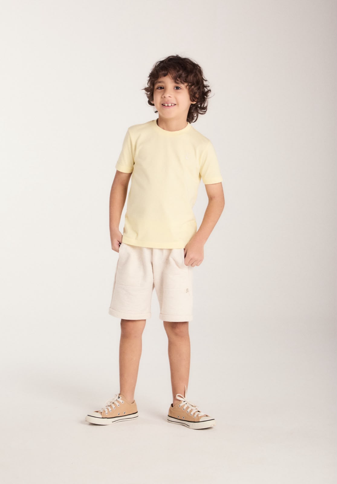 CONJ MAS CAM ESTONADA SILK COSTA BER MLT AMARELO CLARO/OFF WHITE