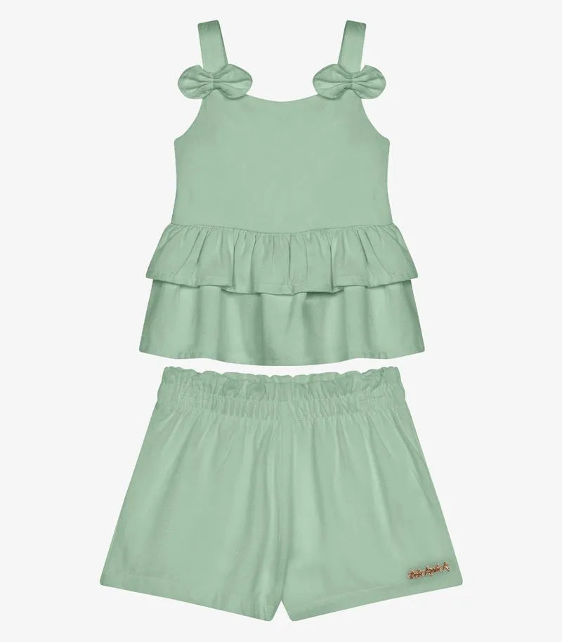 CONJ FEM BATA ALCA LACO SHORT VISC DOBBY VERDE LAGO