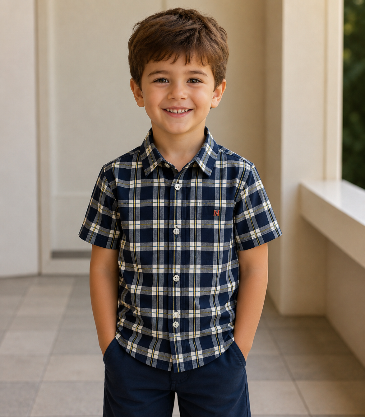 CAMISA MC TRICOLINE XADREZ TRICKNICK MARINHO