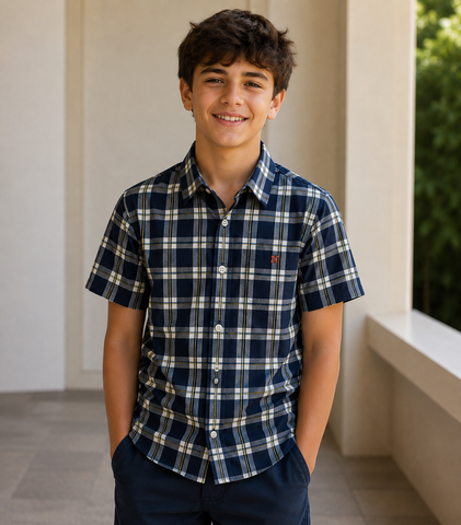 CAMISA MC TRICOLINE XADREZ TRICKNICK MARINHO