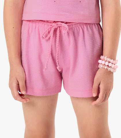 CONJ FEM BL STRASS E SHORT TEXTURIZADO ROSA BONECA