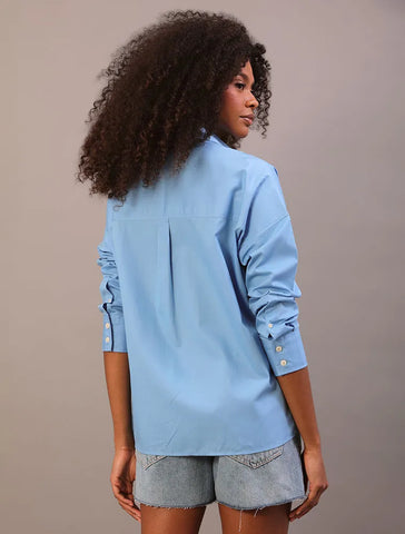 SHORT CKJ FEM JNS 5 POCKETS BARRAS A FIO AZUL CLARO