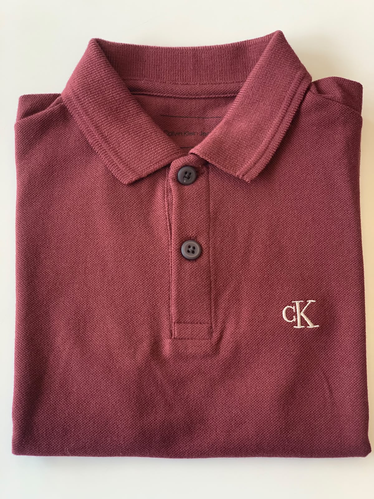 POLO CKJ KIDS MAS MC LOGO CK BORDADO BORDO