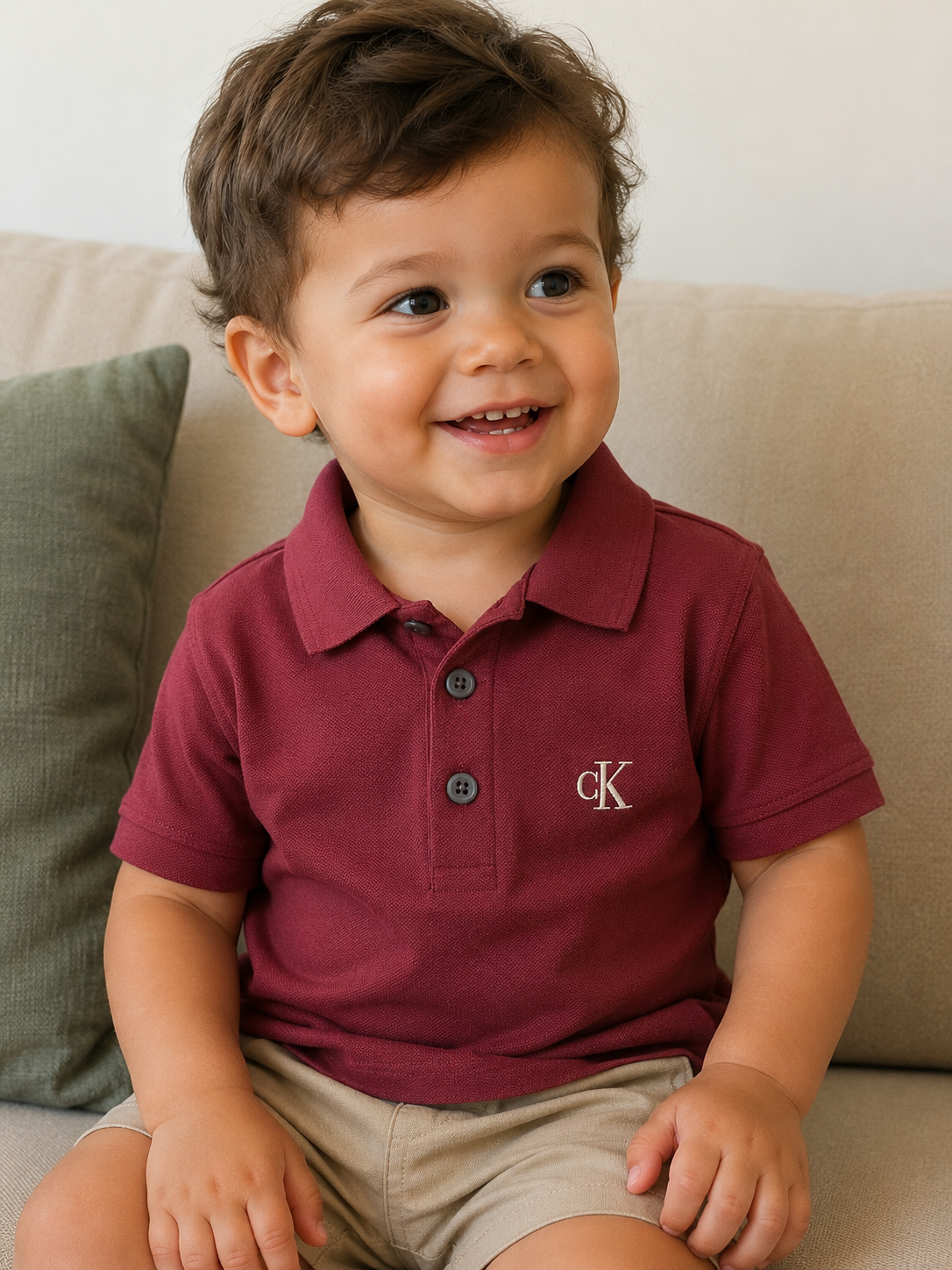 POLO CKJ KIDS MAS MC LOGO CK BORDADO BORDO