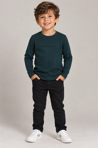 CAMISETA CKJ KIDS ML LOGO CENTRALIZADO VERDE MEDIO