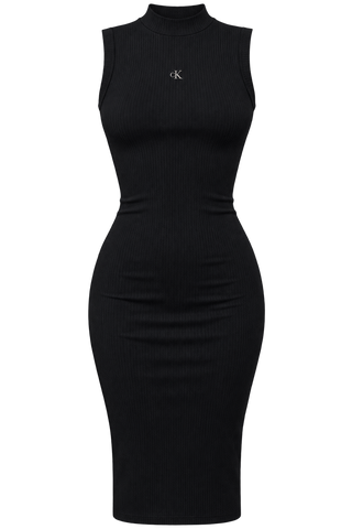 VESTIDO CKJ FEM SM GOLA ALTA PRETO