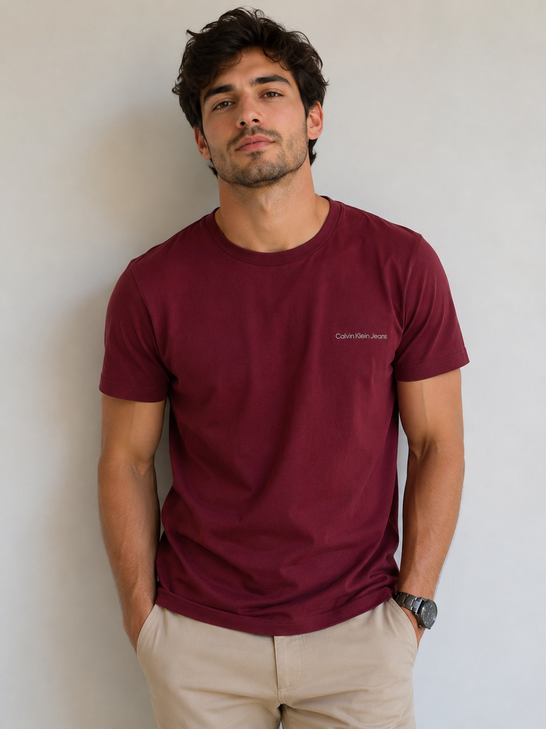 CAMISETA CKJ MAS MC LOGO BASICO PEITO BORDO