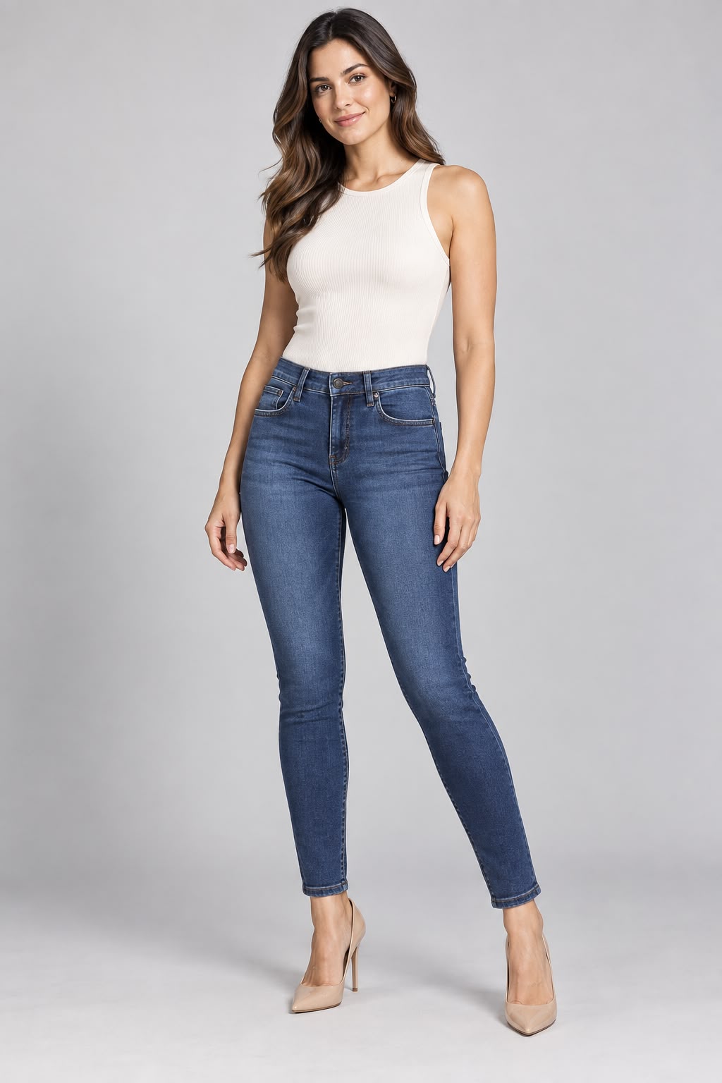 CALCA CKJ FEM JEANS SKINNY 5 POCKETS MARINHO