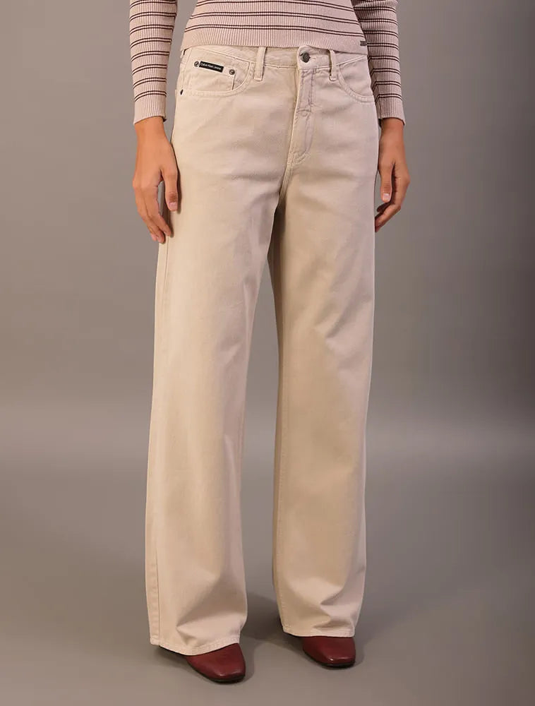 CALCA CKJ FEM COLOR WIDE LEG LONG 5 PCK CAQUI CLARO