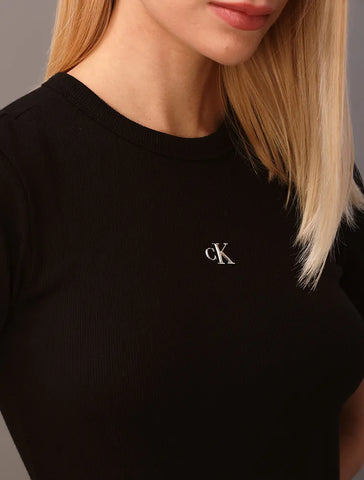 VESTIDO CKJ FEM MIDI RIBANA PRETO