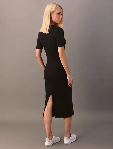 VESTIDO CKJ FEM MIDI RIBANA PRETO