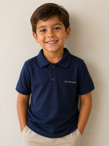 POLO MC CKJ KIDS MAS ETIQUETA CK BARRA MARINHO