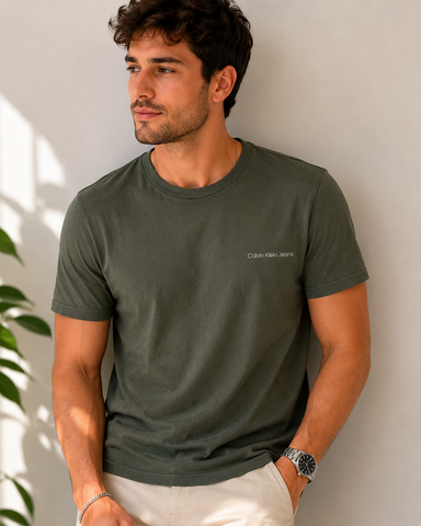 CAMISETA CKJ MAS MC LOGO BASICO PEITO MILITAR