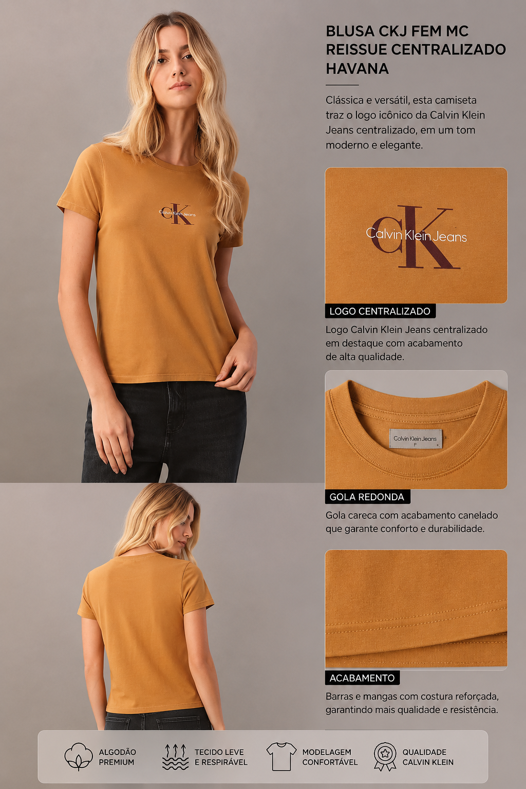 BLUSA CKJ FEM MC REISSUE CENTRALIZADO HAVANA
