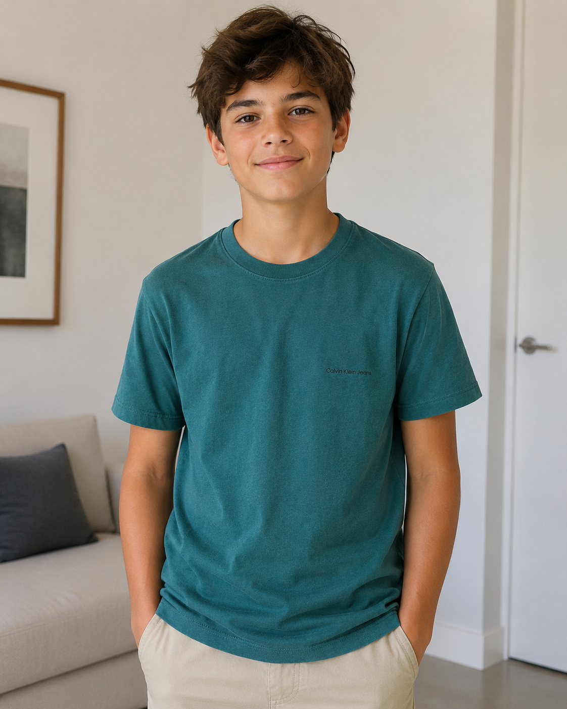 CAMISETA MAS CKJ KIDS LOGO PEITO VERDE MEDIO