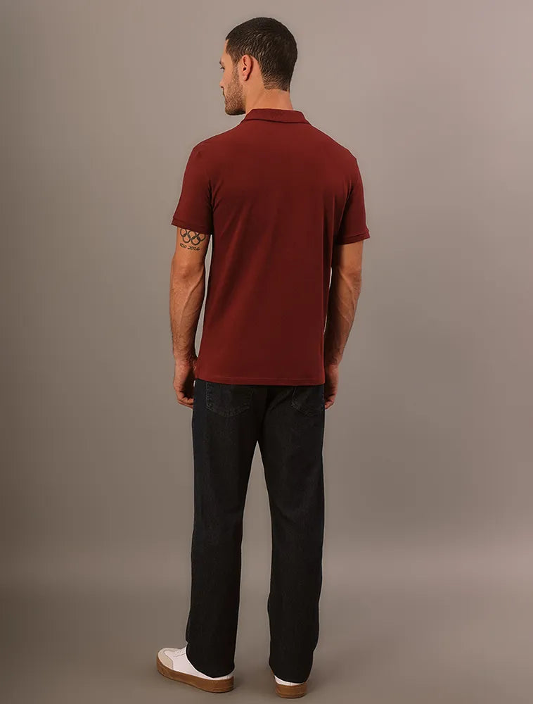 POLO CKJ MASC MC LOGO RE ISSUE PEITO BORDO