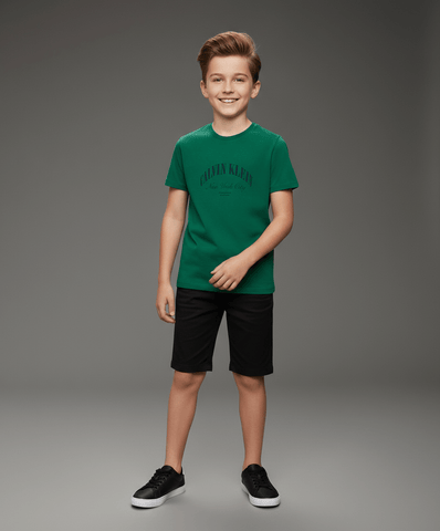 CAMISETA CKJ KIDS MAS LOGO COLLEGE VERDE MEDIO