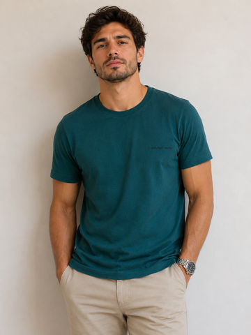 CAMISETA CKJ MAS MC LOGO BASICO PEITO VERDE MEDIO