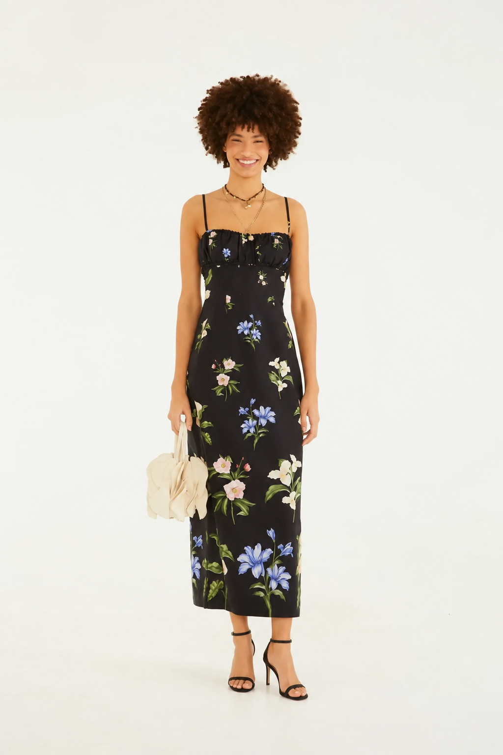 VESTIDO RETO AGUA DE FLOR FARM PRETO