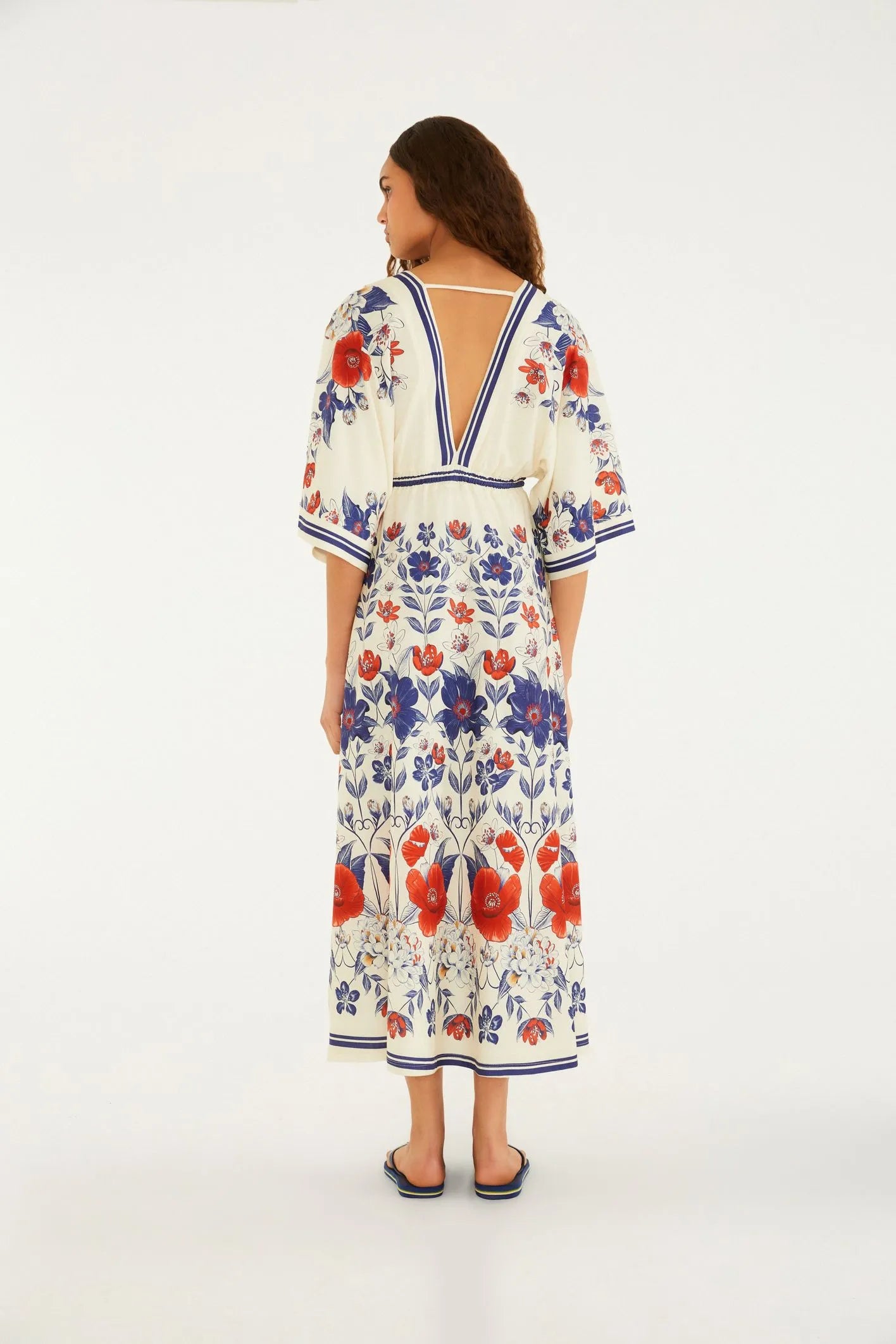 VESTIDO CROPPED FLORAL LINA FARM OFF WHITE